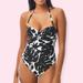 Kate Spade Swim | Kate Spade Monstera Grove Underwire Bandeau One Piece | Color: Black/White | Size: Various