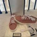 Gucci Shoes | Gucci Pink Canvas Logo Shoes | Color: Pink/White | Size: Euro 37