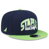 Men's New Era Navy/Neon Green Seattle Seahawks NFL x Staple Collection 9FIFTY Snapback Adjustable Hat