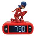 LEXIBOOK, Miraculous Cat Noir, Digital Alarm Night Light Snooze, Clock, Luminous Ladybug, Red, One Size