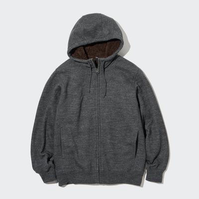 Men's Pile-Lined Sweat Long-Sleeve Full-Zip Hoodie | Dark Gray | Large | Uniqlo US