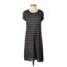 DKNY Casual Dress - Shift: Black Stripes Dresses - Women's Size P