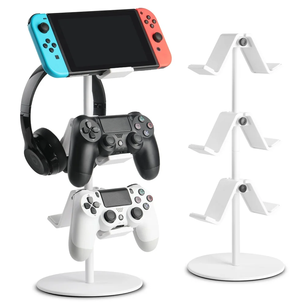Support de contrôleur de jeu et support pour casque support de contrôleur à 3 niveaux accessoires de manette de jeu universels support de contrôleur blanc fink noir