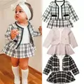 Ensemble de vêtements de fête pour bébé fille manteau à carreaux robe tutu tenues imbibées