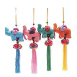 The Holiday Aisle® Handmade Festive Parade Cotton Blend Ornaments Set Of 4 Wood in Blue/Brown/Green | 9 H x 3.5 W x 1.4 D in | Wayfair