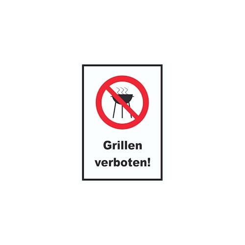 Grillen verboten Schild A1 Rückseite selbstklebend