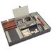 Mens Valet Tray, Nightstand Organizer with 6 Compartments for Phone Wallet Keys (Black PU Leather)