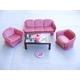 Lundby Clubgarnitur Salon Symphonie rosa Sofa + 2 Sessel mit Couchtisch 80er Jahre