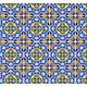 Wachstuch Tischdecke Mosaik blau gelb C141141 Größe frei wählbar in eckig rund oval