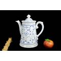 XXL Kaffeekanne Oscar Schaller um 1900 Kanne Strohblume Porzellan coffee pot porcelain Vintage Design Landhaus shabby Tee tea Küche Teekanne