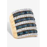 Women's 9.18 Cttw Gold-Plated Simulated Blue Sapphire And Cubic Zirconia Ring by PalmBeach Jewelry in Sapphire (Size 6)