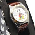 Disney Accessories | Disney Mickey Mouse Silver Tone Brown Leather Band Watch 8 Inch Brand New In Box | Color: Brown/Silver | Size: Os