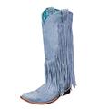 Birthday Gifts For Her Womens Knee High Boots Wide Calf Leather Women's Plus Size Winter Chunky Heel Fringe Boots Women's High Heel Boots Tall Boots Boots for Women Mid Calf Low Heel 40.57