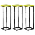 Grizzly bin bag holder, 3x rubbish bin with yellow lid, height-adjustable plug-in system with clamping ring, for different sized bin liners from 25-120 litres