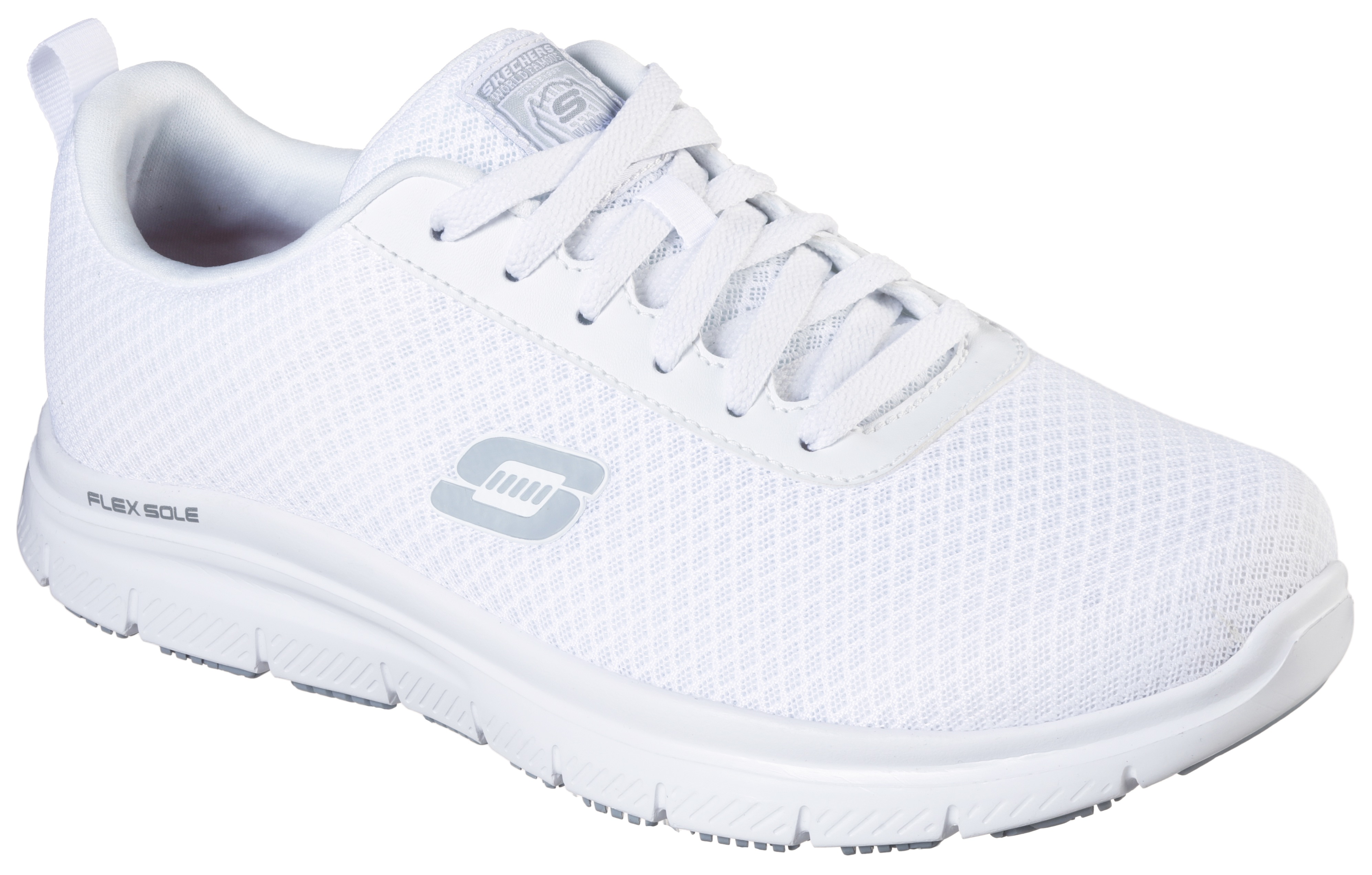 Berufsschuh SKECHERS Gr. 47,5, weiß, 47,5, Lederimitat, Textil, Schuhe, Schnürschuh für Gastronomie,Pflege mit gepolsterter Innensohle
