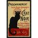 Global Gallery 'Chat Noir/Prochainement' by Theophile Steinlen Framed Vintage Advertisement Canvas in Brown | 38 H x 24.42 W x 1.5 D in | Wayfair