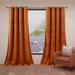 Mercer41 Elliemay Privacy Velvet Solid Color Room Darkening Thermal Grommet Curtain Panels Velvet in Orange | 84 H x 52 W in | Wayfair