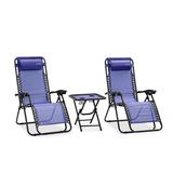 Arlmont & Co. Katica Foldable & Reclining Zero Gravity Chair Metal in Blue/Black/Indigo | 44 H x 25 W x 32 D in | Wayfair