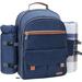 Arlmont & Co. Insulated Picnic Backpack, Service for 1 Cotton Canvas in Blue | 15.7 H x 12.6 W x 12.6 D in | Wayfair