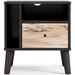 George Oliver Ella 24 Inch Modern Nightstand, 2 Compartments, Round Knob, Charcoal, Oak Wood in Brown | 21.88 H x 14.88 W x 23.68 D in | Wayfair