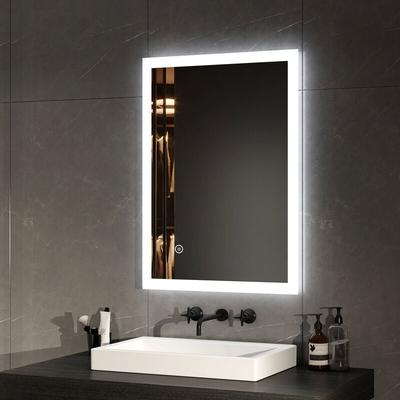 Badspiegel mit Beleuchtung led Badezimmerspiegel 70x50cm (Kaltweißes Licht, Touch-Schalter) - Emke