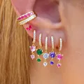 Boucles d'oreilles créoles en acier inoxydable pour femmes bijoux piercing petit pendentif