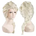 Perruque de Cosplay de Film Frozen Reine des Neiges Elsa Cheveux Blonds pour Halloween Carnaval