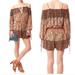 Free People Pants & Jumpsuits | Free People So Divine Long Sleeve Romper Xs | Color: Brown/Cream/Red/Tan | Size: Xs