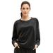 Plus Size Women's Boxy Velour Lounge Sweatshirt by ellos in Black (Size 18/20)