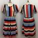 Lularoe Dresses | Lularoe Cute Bold Stripe Fit Flare Amelia Dress | Color: Red/Tan | Size: S