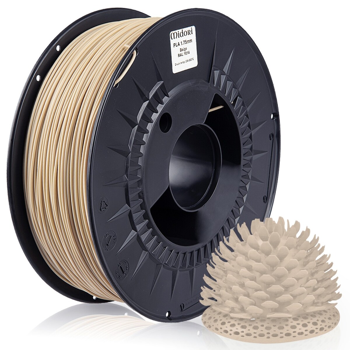 4 x MIDORI® 3D Drucker 1,75mm PLA Filament 1kg Spule Rolle Premium Beige RAL1014 Image