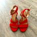 J. Crew Shoes | J Crew Red Suede Strappy Kitten Heels | Color: Red | Size: 7.5