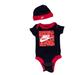 Nike Matching Sets | Nike 0-6 Month Bodysuit And Matching Hat Set <3 Red And Black | Color: Black/Red | Size: 0-3mb