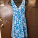 Lilly Pulitzer Dresses | Lilly Pulitzer Sleeveless Blue And White Shell & Flower Print Dress Size Xs | Color: Blue/White | Size: Xs