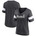 Women's Fanatics Branded Heathered Charcoal Las Vegas Raiders Give It All Half-Sleeve V-Neck T-Shirt