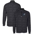 Men's Cutter & Buck Black Kansas Jayhawks Big Tall Traverse Camo Print Stretch Quarter-Zip Pullover Top