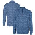 Men's Cutter & Buck Navy Jackson State Tigers Big Tall Traverse Camo Print Stretch Quarter-Zip Pullover Top