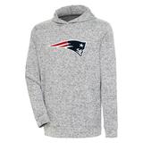 Men's Antigua Heathered Gray New England Patriots Absolute Chenille Pullover Hoodie