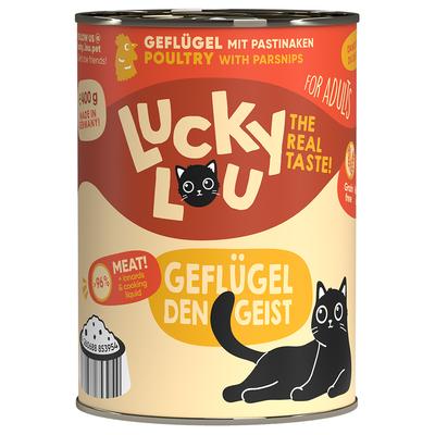 24x 400g Lucky Lou Lifestage Adult Geflügel Katzenfutter nass
