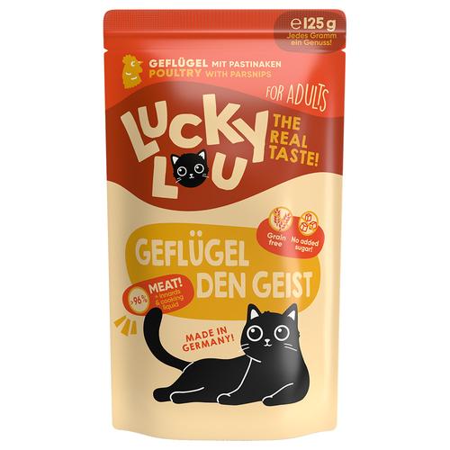 48x 125g Lucky Lou Adult Geflügel Katzenfutter nass