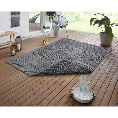 Teppich NORTHRUGS "BIRI Wendeteppich", blau (nachtblau, silberfarben), B:80cm H:5mm L:150cm, Polypropylen (PP), Teppiche, In-& Outdoor, Wetterfest, Balkon, Läufer, Wohnzimmer, Wasserfest, Boho Image