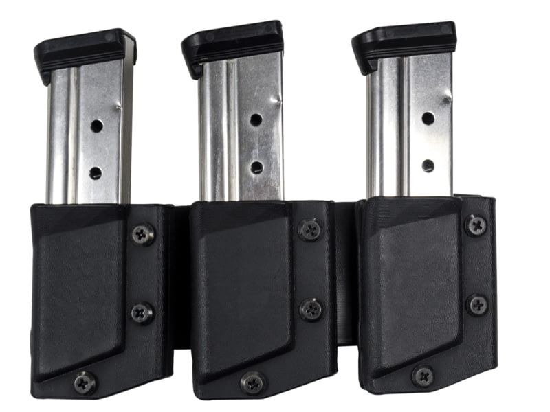 Comp-Tac Tri-Mag Pouch Slick Size 4 - Glock 9mm.40 Double Stack .45 GAP Left Side Carry/Right Hand Shooter Black Mag Size 4 C62504SL0LBKN