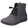 Winterboots RIEKER, Damen, Gr. 38, grau, Lederimitat, Textil, sportlich, Schuhe, Schnürboots, Stiefelette, Casual-Boots mit softem Schaftrand