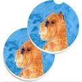 Frifoho Blue Brussels Griffon Set Of 2 Cup Holder Car Coasters, Large, Multicolor Ceramic in Blue/Brown | 0.3 H x 2.56 W x 2.56 D in | Wayfair