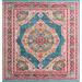 Blue/Pink 60 x 60 x 0.33 in Area Rug - Bungalow Rose Contemporary Mulvihill Area Rug Teal Color Polypropylene | 60 H x 60 W x 0.33 D in | Wayfair