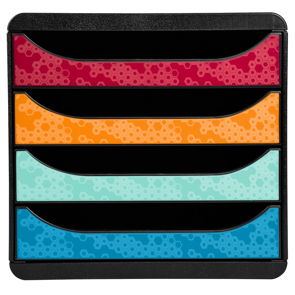 Exacompta 3104249D 1x Exacompta, BIG-BOX Schubladenbox, 4 offene Laden, Serie Maïa, Schwarz/Harlekin - Farben sortiert Image