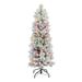 Puleo International 4.5 ft Pre-lit Flocked Portland Pine Pencil Artificial Christmas Tree