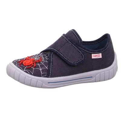Hausschuh SUPERFIT "BILL WMS: Normal", Kinder, Gr. 29, blau (blau spiderman), Textil, sportlich, Schuhe, Klettschuh, Kindergarten Schuh mit schönem Motiv
