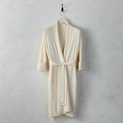 Cashmere Knit Robe - Light Gray,...