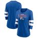 Women's Fanatics Branded Heathered Royal/White Quebec Nordiques Full Shield 3/4-Sleeve Tri-Blend Raglan Scoop Neck T-Shirt